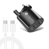  002 40W PD3.0 Bộ sạc USB-C / loại C / loại C / C Cáp dữ liệu Type-C để loại C, UK Plug (Trắng) 