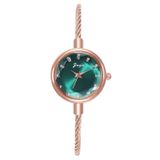  2 PCS Ladies Round Diamond Dial Bracelet Đồng hồ bằng thép không gỉ Twisted Thin Chain Quartz Watch (Blue) 
