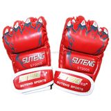  BONSEM Half Fingers Da PU Người lớn tập luyện Găng tay đấm bốc UFC (Xanh lam) 