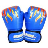  SUTENG Flame Pattern Găng tay đấm bốc da PU dành cho người lớn (Đen) 