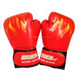  SUTENG Flame Pattern Găng tay đấm bốc da PU dành cho người lớn (Đen) 