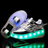  CD03 LED Double Wheel Wing Roller Skating Shoes, Size: 39 (Black) 