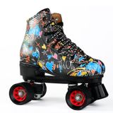 Trẻ em Người lớn Giày trượt patin Graffiti Giày trượt patin hàng đôi Giày trượt patin bốn bánh, Kích thước: 36 (Flash Wheel Black) 