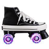  Flash Roller Skates Giày dành cho Người lớn Trẻ em Bốn bánh Vải Trượt patin Giày trượt Roller Double Row Giày trượt patin, Kích thước: 36 (Màu đỏ tía + Túi đặc biệt) 