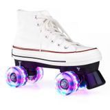  Flash Roller Skates Giày dành cho Người lớn Trẻ em Bốn bánh Vải Trượt patin Giày trượt Roller Double Row Giày trượt patin, Kích thước: 36 (Màu đỏ tía + Túi đặc biệt) 