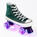  Flash Roller Skates Giày dành cho Người lớn Trẻ em Bốn bánh Vải Trượt patin Giày trượt Roller Double Row Giày trượt patin, Kích thước: 36 (Màu đỏ tía + Túi đặc biệt) 