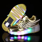  K02 LED Light Single Wheel Wing Roller Skating Shoes Giày thể thao, Size: 33 (Vàng) 