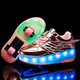  CD03 LED Double Wheel Wing Roller Skating Shoes, Size: 37 (Silver) 