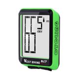  Biking West Mountain Road Bike Không dây Bảng nhân vật lớn Màn hình lớn Không thấm nước Đèn tốc độ tốc độ ánh sáng (Xanh lục) 