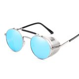  Kính râm kim loại hình tròn Retro Kính chống tia cực tím Unisex Design (Bạc + Bạc) 