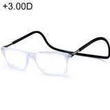  Kính viễn thị có dây đeo cổ có thể điều chỉnh chống tia xanh, + 3,00D (Đen) 