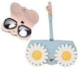  Hộp đựng kính râm PU dễ thương và ngộ nghĩnh Hộp đựng kính cầm tay có khóa treo, Màu sắc: Hoa (Phù hợp với màu xanh hồ) 