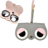  Hộp đựng kính râm PU dễ thương và vui nhộn Hộp đựng kính cầm tay có khóa treo, Màu: Mengbao (Màu xám khâu) 