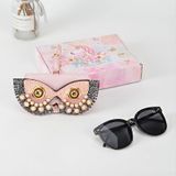  Hộp đựng kính râm PU kỳ quặc dễ thương Túi đựng kính di động có khóa treo, Màu sắc: Hồng ngọc trai Sakura 