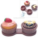  Phim hoạt hình dễ thương Bánh kem Kính Hộp đôi Kính áp tròng Hộp đôi (Màu vàng) 