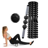  Bộ cột Yoga thư giãn cơ bắp 3 trong 1 Eva Foam Roller rỗng, Chiều dài: 45cm (Trăng lưỡi liềm đen) 