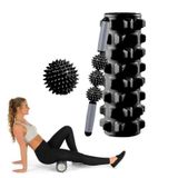  Bộ cột Yoga Thư giãn cơ bắp 3 trong 1 Eva Foam Roller rỗng, Chiều dài: 45cm (Răng sói đen) 