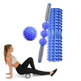  Bộ cột Yoga thư giãn cơ bắp 3 trong 1 Eva Foam Roller Yoga, Chiều dài: 33cm (Blue Crescent) 