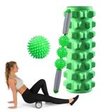 3 trong 1 Con lăn xốp Eva Foam Thư giãn cơ bắp Bộ cột Yoga, Chiều dài: 45cm (Răng sói xanh) 