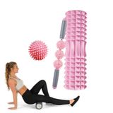  Bộ cột Yoga thư giãn cơ bắp 3 trong 1 Eva Foam Roller Yoga, Chiều dài: 45cm (Pink Crescent) 