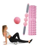  Bộ cột Yoga thư giãn cơ bắp 3 trong 1 Eva Foam Roller rỗng, Chiều dài: 33cm (Pink Crescent) 