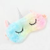  2 PCS Gradient Colorful Plush Eye Mask Travel Shading Sleep Aid Eye Mask (White Pink Unicorn) 