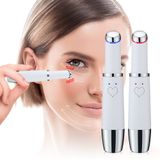  Bút massage làm nóng rung mắt Loại bỏ nếp nhăn mắt và nhập dụng cụ làm đẹp mát xa (Trắng) 