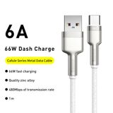  CAKF000102 CAKF000102 CAUSEE 66W USB sang cáp dữ liệu kim loại USB-C / loại C, Chiều dài cáp: 1M (Trắng) 