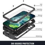  Cho iPhone 13 Pro Max R-JUST Camera trượt Chống sốc Cuộc sống Kim loại chống bụi Chống nước + Vỏ bảo vệ silicon có giá đỡ (Đen) 