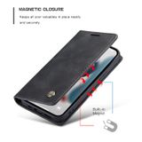  Dành cho iPhone 13 Pro Max CaseMe-013 Đa chức năng Bao da lật ngang mờ Retro có khe cắm thẻ & giá đỡ & ví (Đen) 