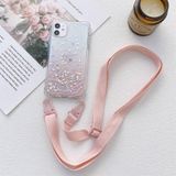  Cho iPhone 13 Pro Gradient Glitter Powder Epoxy TPU Dày Acrylic Ốp Chống Sốc Có Dây Buộc Cổ Rộng (Hồng) 