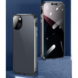  Dành cho iPhone 13 Pro Max Chống va đập bốn góc Chống nhìn trộm Khung kim loại từ tính Vỏ kính cường lực hai mặt (Đen) 