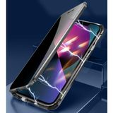  Dành cho iPhone 13 Pro Max Chống va đập bốn góc Chống nhìn trộm Khung kim loại từ tính Vỏ kính cường lực hai mặt (Đen) 
