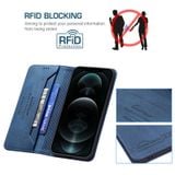  Bao da chống trộm từ tính RFID với giá đỡ & ví đựng thẻ & ví cho iPhone 12/12 Pro (màu xanh) 