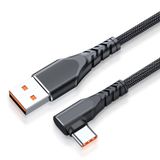  6A 66W USB sang USB-C / loại C Elbow Điện thoại di động Cáp dữ liệu nhanh, Độ dài: 1m (Đen) 