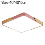  Đèn trần gỗ Macaron LED vuông, đèn trắng, kích thước: 40cm (hồng) 