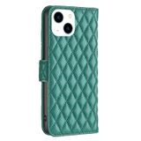  Cho iPhone 14 Diamond Lattice Wallet Leather Flip Case phone (Xanh lá cây) 