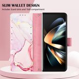  Cho Samsung Galaxy Z Fold4 PT003 Bao da nắp gập hoa văn đá cẩm thạch (Rose Gold LS005) 