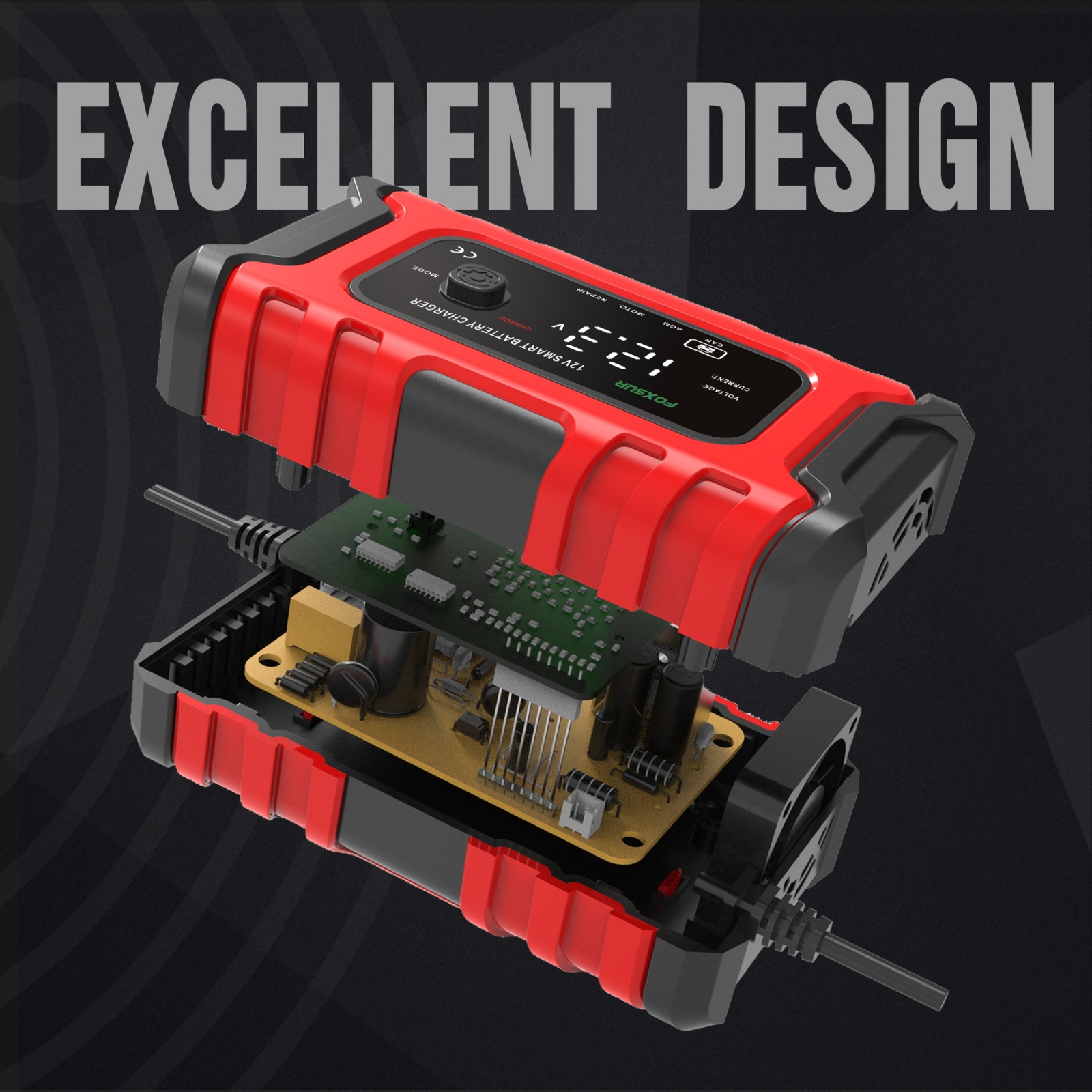 Cargador de Batería FOXSUR 6A 12V: ¡La Solución Inteligente para tu Vehículo! - CARGADOR DE BATERIA