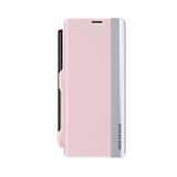  Dành cho Samsung Galaxy Z Fold4 Vỏ điện thoại bằng da chống sốc có khe cắm bút (Màu hồng) 