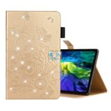  Dành cho iPad Pro 11 (2020) Diamond Butterfly Butterflies Dập nổi Mẫu máy tính bảng Da lật ngang với Chủ sở hữu & Khe cắm thẻ (Vàng) 