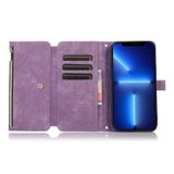  Dành cho iPhone 13 Pro Max Dream 9-Card Wallet Zipper Bag Leather Phone Case (Màu tím) 