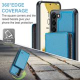  Dành cho Samsung Galaxy S23 + 5G JEEHOOD C22 Series Vỏ điện thoại bằng da có khóa kéo với dây buộc kép (Màu xanh da trời) 