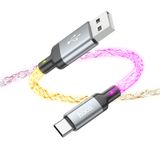  Cáp dữ liệu dạ quang hoco U112 3A USB sang USB-C/Type-C, Chiều dài: 1m (Màu xám) 