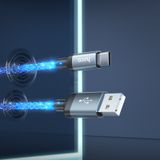  Cáp dữ liệu dạ quang hoco U112 3A USB sang USB-C/Type-C, Chiều dài: 1m (Màu xám) 