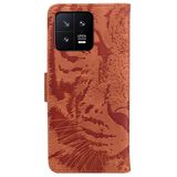  Đối với Bao da điện thoại Xiaomi 13 5G Tiger Embossing Pattern (Nâu) 