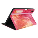  Dành cho iPad 10th Gen 10.9 2022 Bao da máy tính bảng khâu hoa văn bằng đá cẩm thạch (Màu hồng) 
