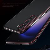  Dành cho Samsung Galaxy S23 Ultra 5G Bộ bảo vệ ống kính dòng Aurora + Vỏ điện thoại khung kim loại (Đen đỏ) 