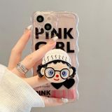 Dành cho iPhone 14 Pro Cartoon Glasses Girl Holder Phone Case (Màu hồng) 