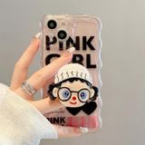  Dành cho iPhone 14 Plus Cartoon Glasses Girl Phone Case (Màu hồng) 